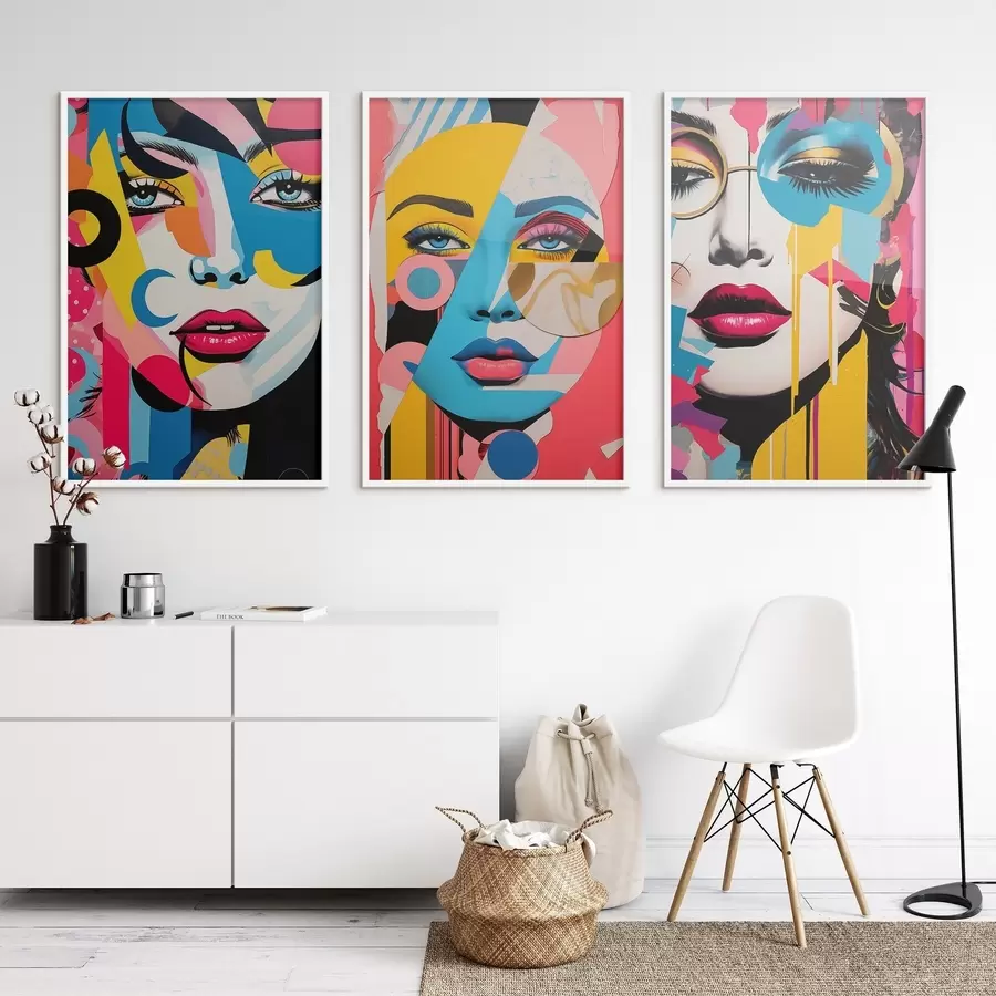 Картина Абстракція різнокольорових облич d00557