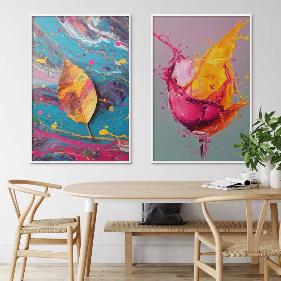 Картина Виразна абстракція з елементами природи та напоїв d00570