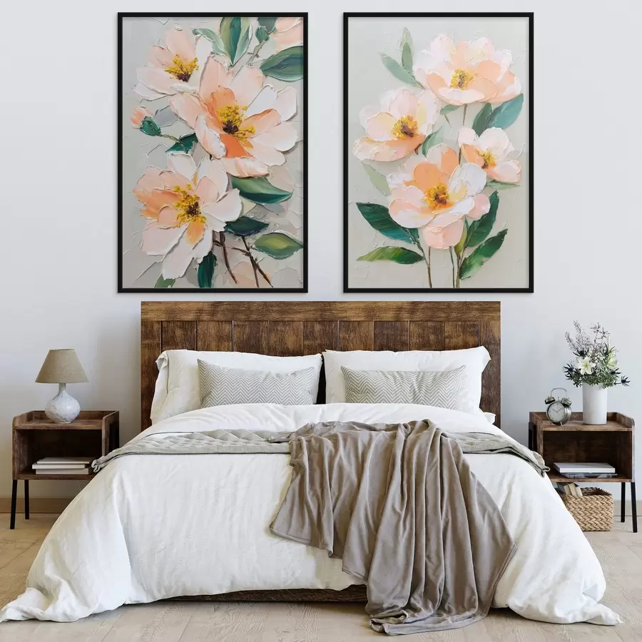 Картина Картина в стилі імпасто, що поєднує великий букет та окремі квіти d00579