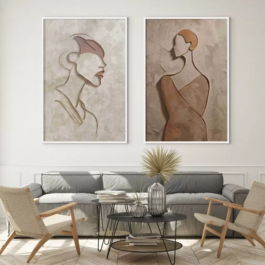 Картина Рельєфні силуети людей у мінімалістичному стилі d00596