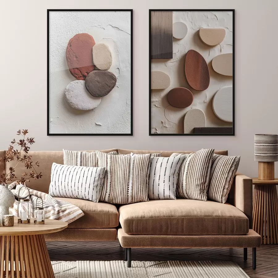 Картина Абстрактні композиції з об'ємними геометричними фігурами на фактурному тлі d00597