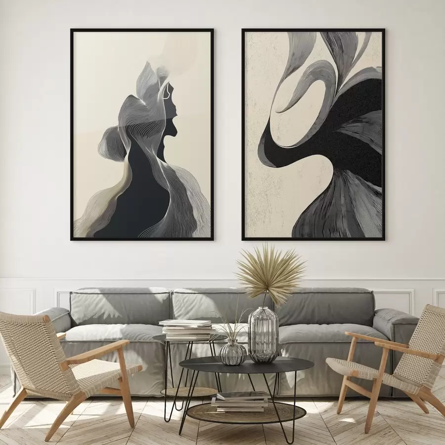 Картина Абстрактний хвилястий рельєф з плавними вигинами d00601