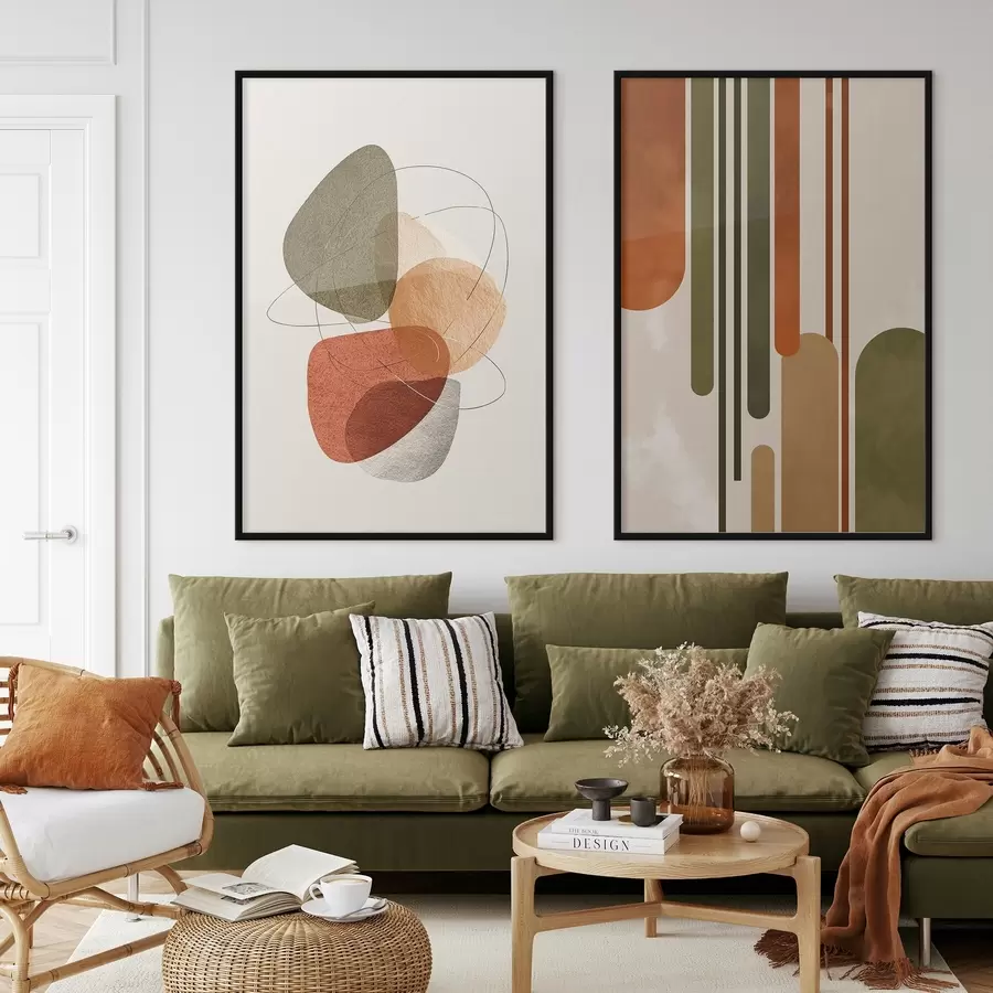 Картина Лінії та кола різних кольорів d00608