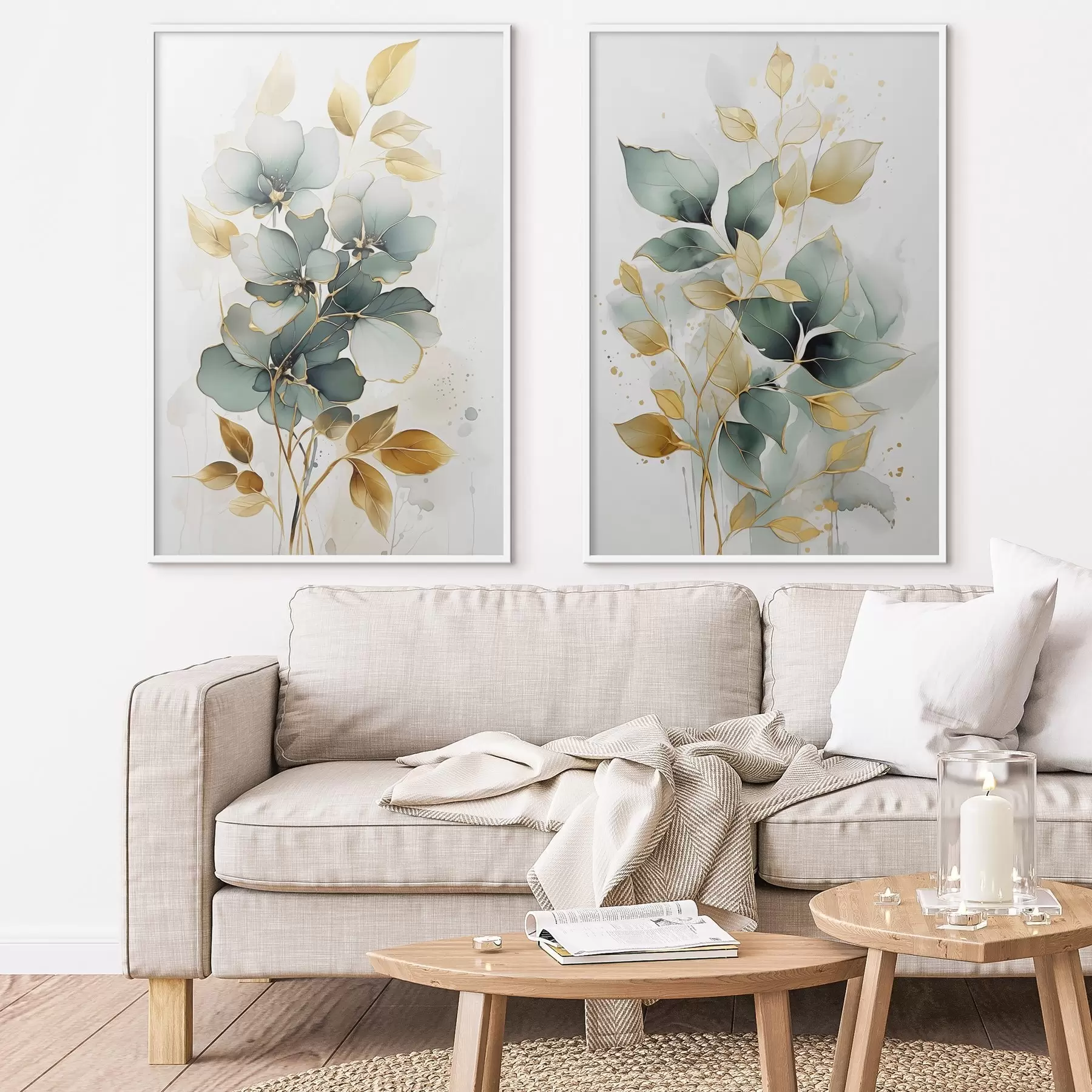 Картина Абстрактні гілки з листям d00610