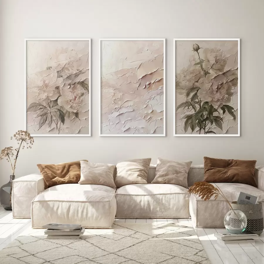 Картина Букет півоній та ефект мазка фарби d00616