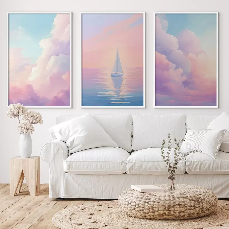 Картина Вітрильник у морі на тлі хмар d00619