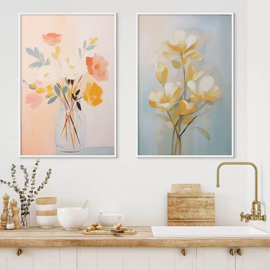 Картина Квіти у вазі: малюнок у стилі олійного живопису d00636