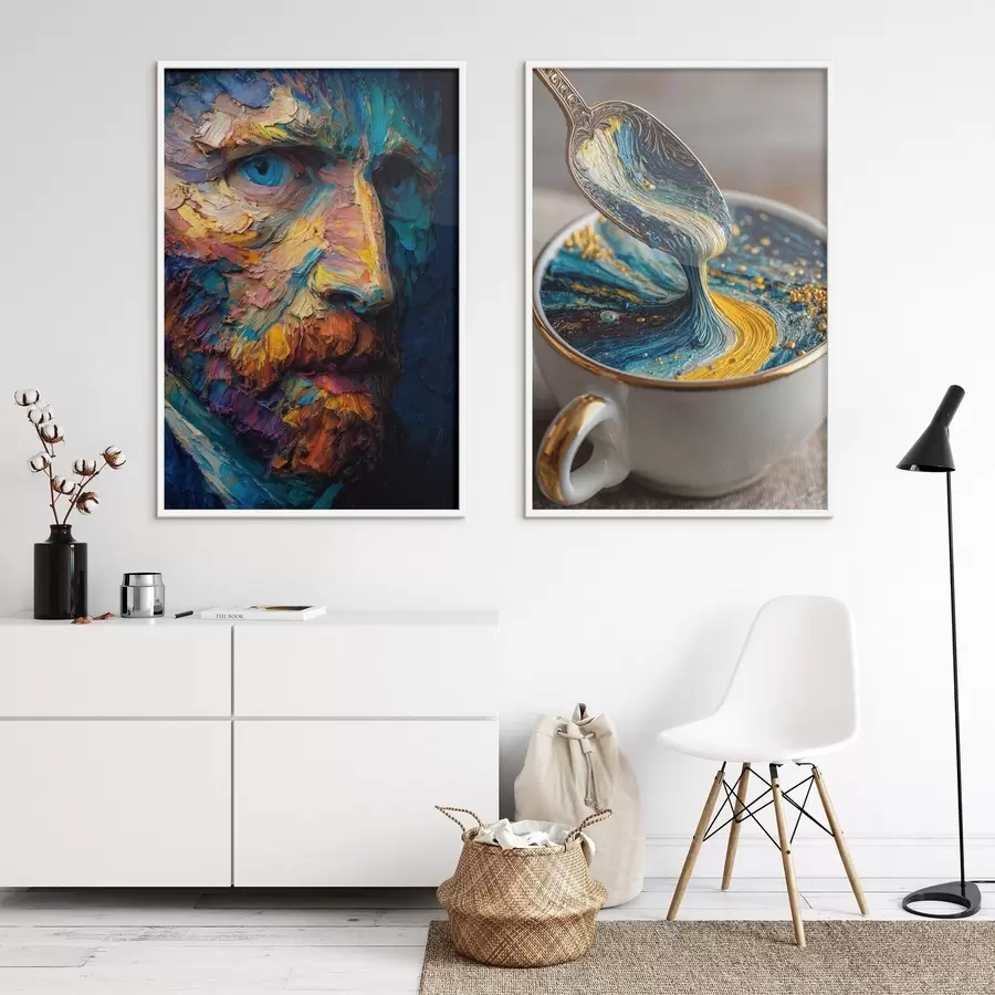 Картина Пікассо та абстракція в чашці в стилі олійного живопису d00639