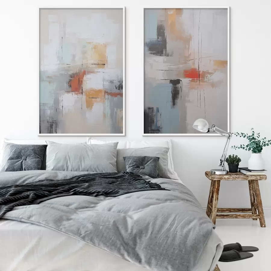 Картина Абстракція з імітацією живопису та потертостей d00667