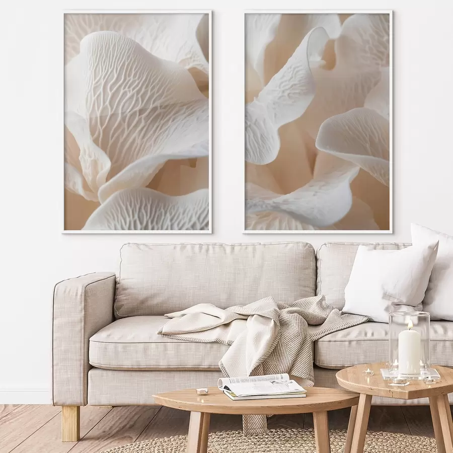 Картина пелюстки з прожилками в бежевих тонах d00697