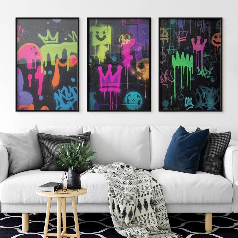 Картина яскраві вуличні графіті на темному тлі d00703