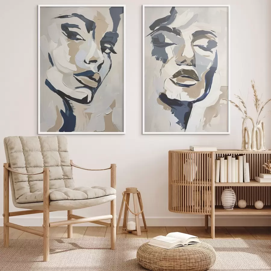 Картина Абстрактні обличчя жінок з імітацією мазків пензля d00713