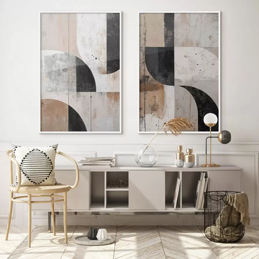 Картина Геометричні фігури в бежевих і чорних відтінках d00750