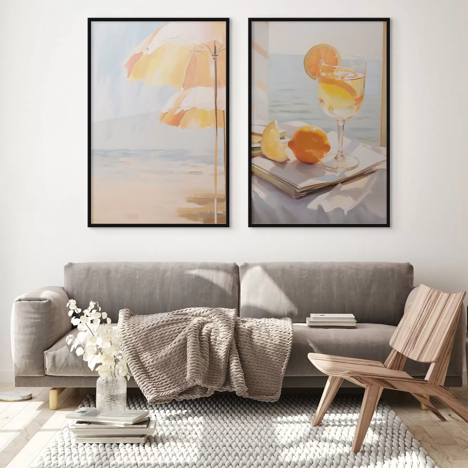 Картина Пляжний пейзаж і коктейль у склянці d00793