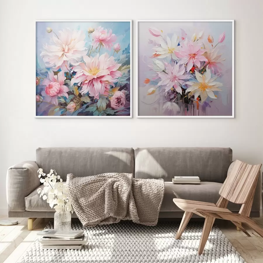 Картина Рожеві півонії в стилі акварелі d00709