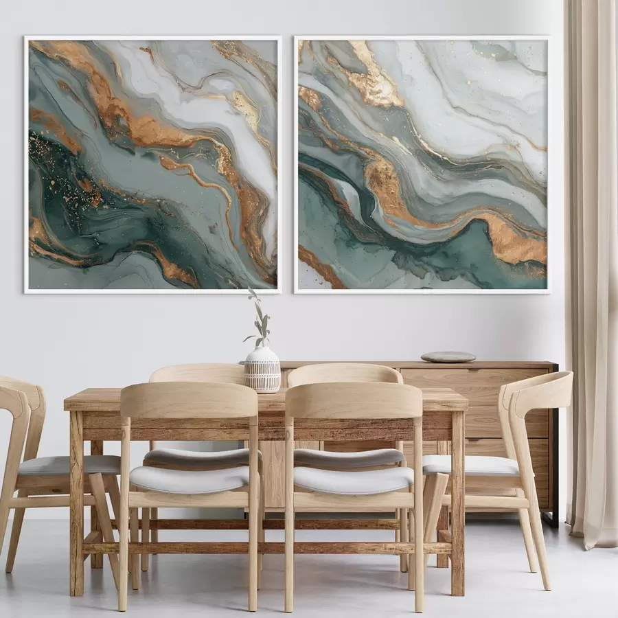 Картина Мармурова текстура в сіро-бірюзових тонах d00744