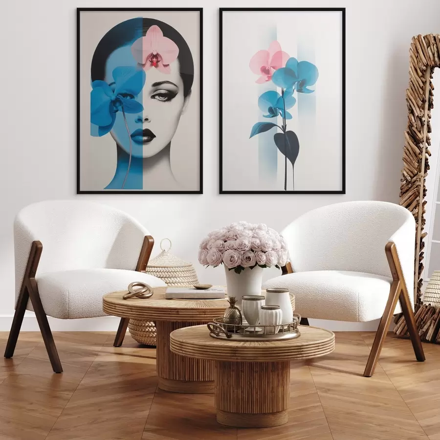 Картина Абстрактний портрет жінки з орхідеями d00818