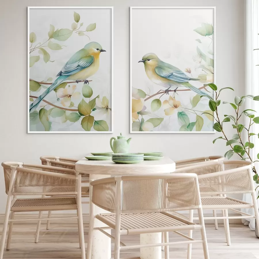 Картина Дві синиці на гілках жасмину d01069