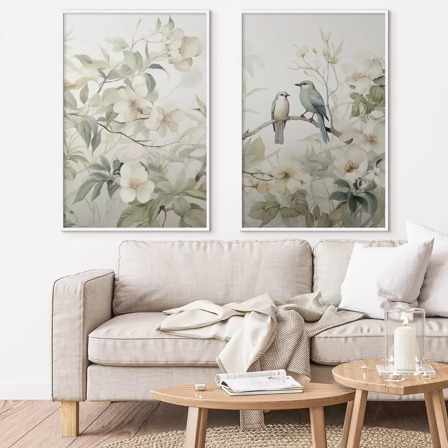 Картина Дві пташки на гілках d01071