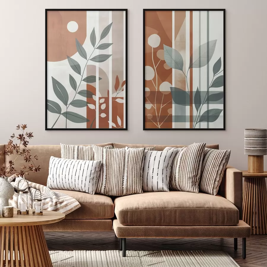 Картина Абстракція з гілками листя d01074