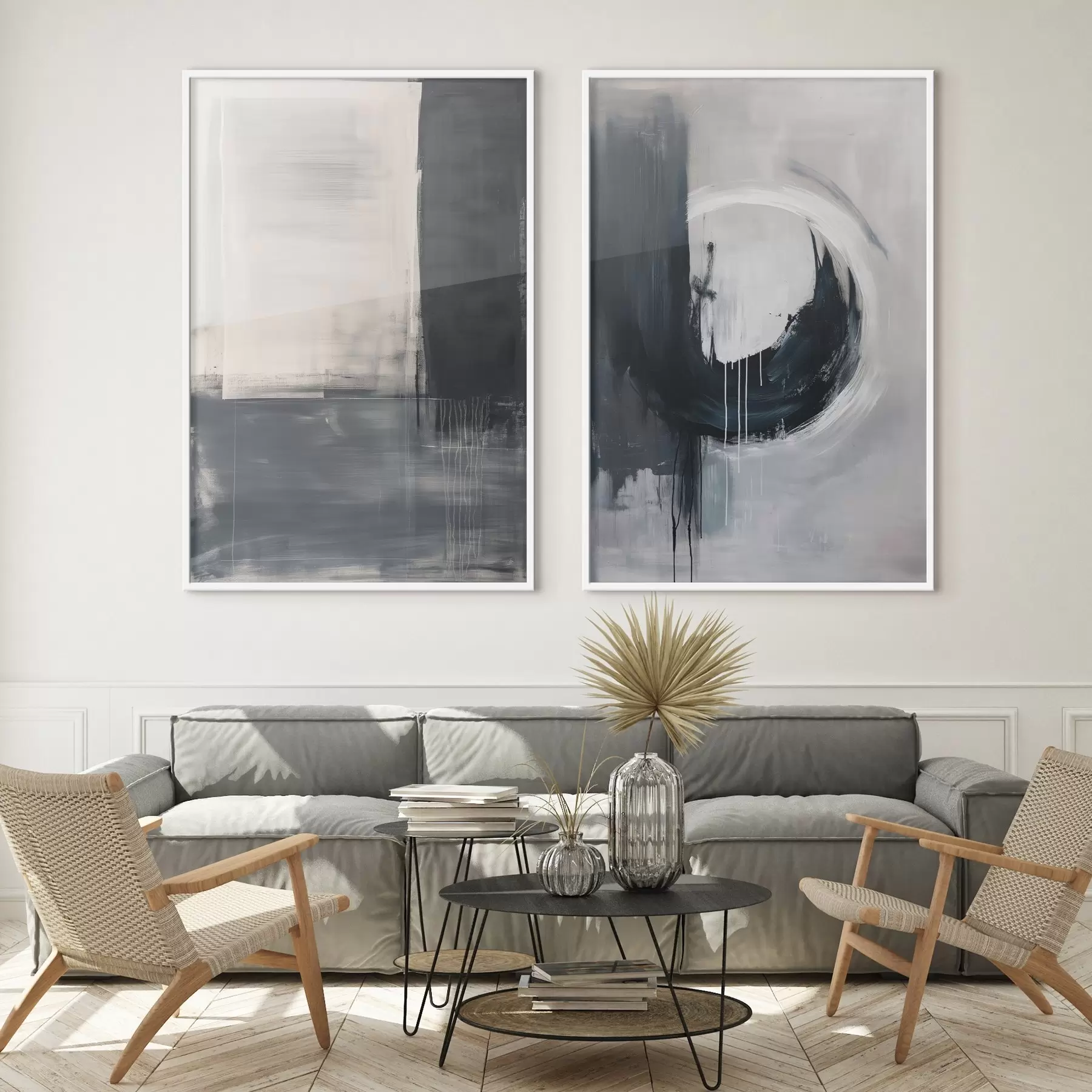 Картина Абстрактна композиція в чорно-білих тонах d01217