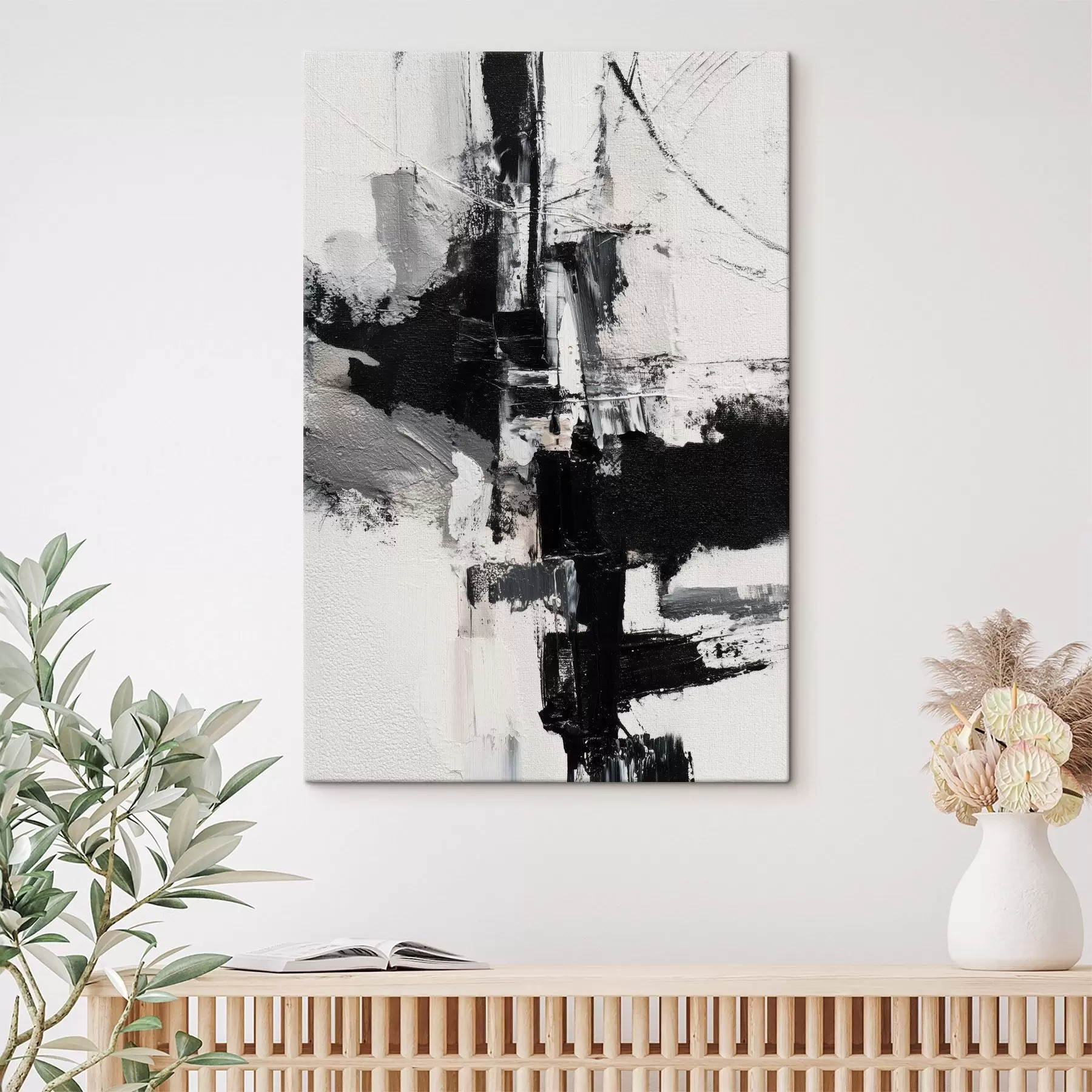 Картина Текстурована ілюстрація з контрастними чорними та сірими мазками в стилі олійного живопису s47091