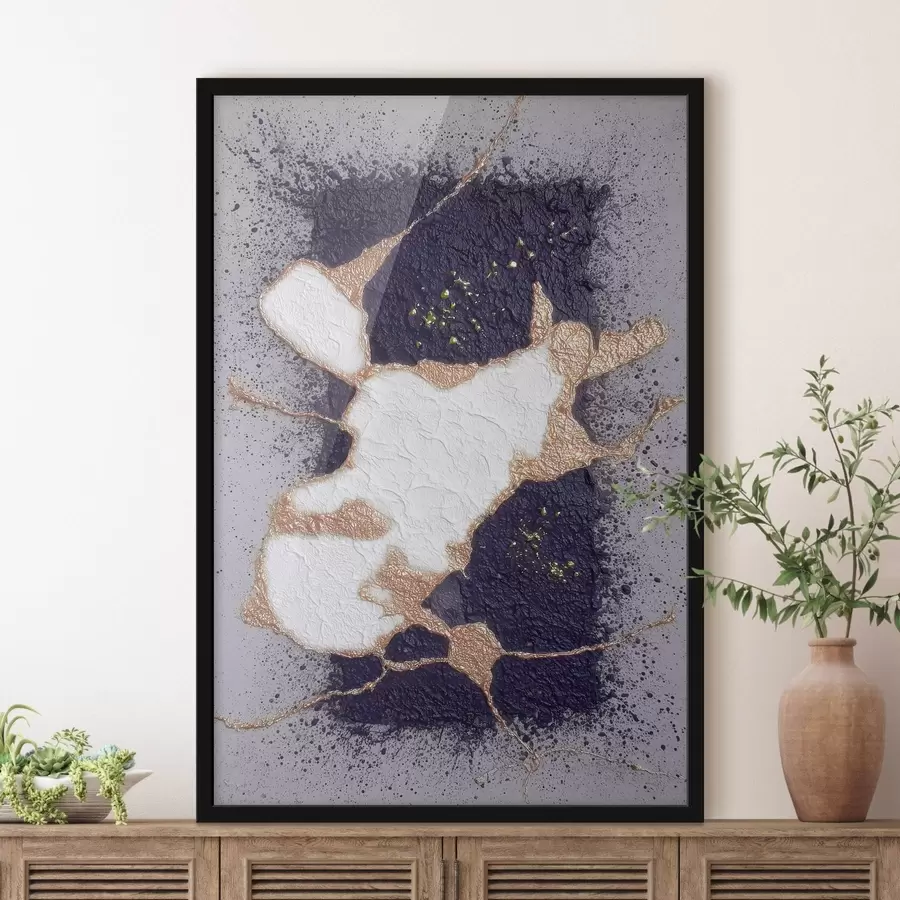 Картина Абстрактний малюнок у фіолетових і бежевих тонах з об'ємним текстурним ефектом f46952