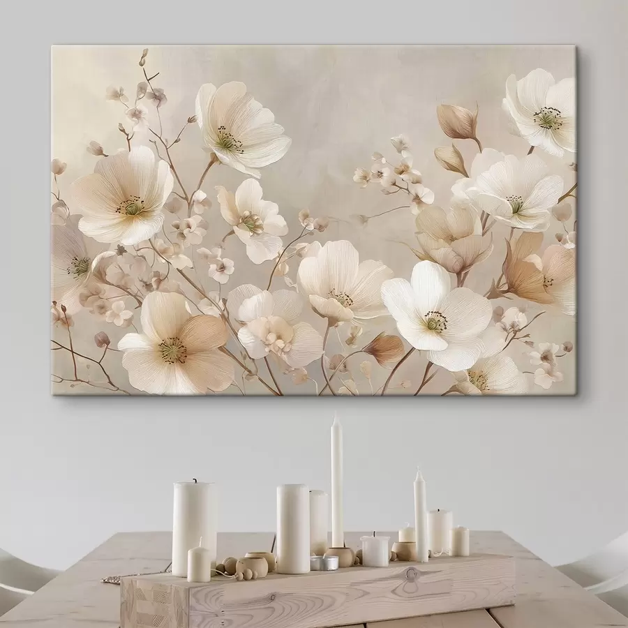 Картина Великі квіти на світлому тлі s47650