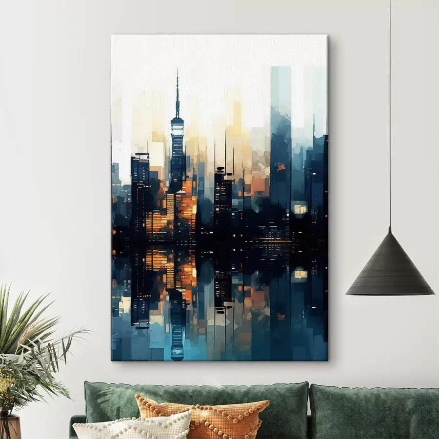 Картина Вечірній захід сонця у великому місті s47677