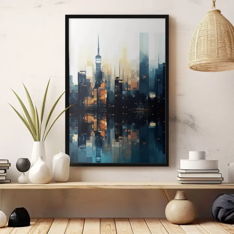 Картина Вечірній захід сонця у великому місті f47677