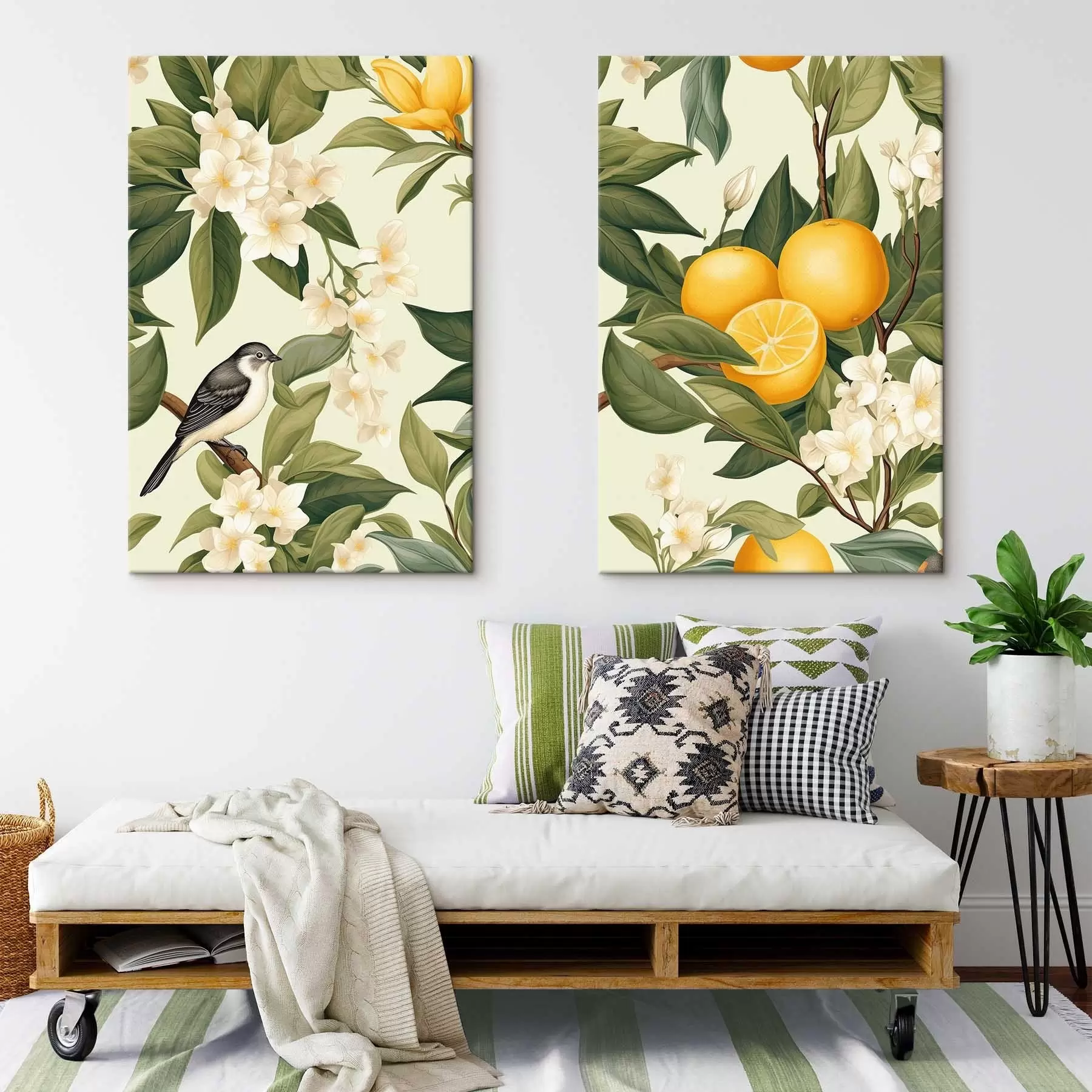 Картина Птах на гілках лимона m01288
