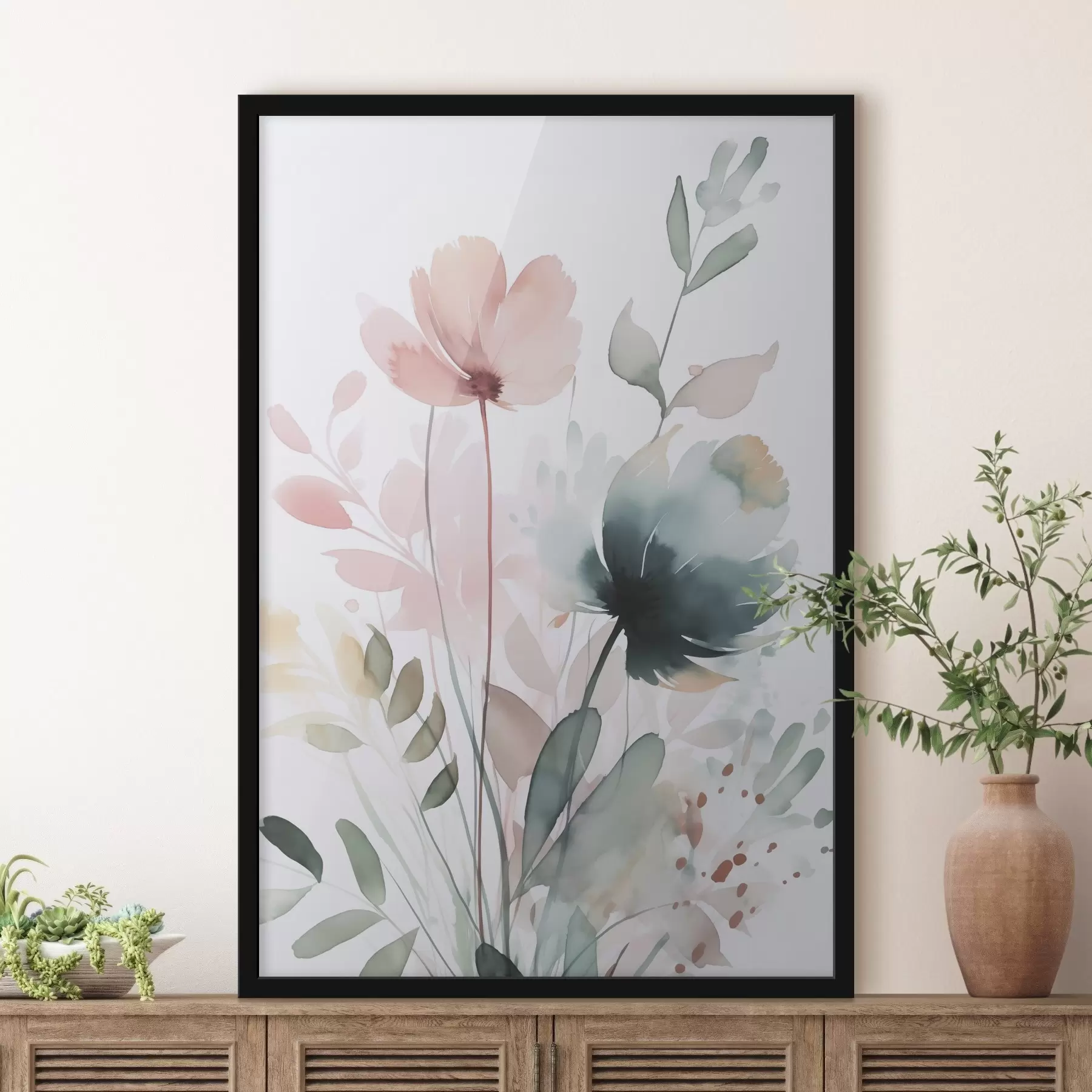 Картина Акварель, що імітує рослинність f47725