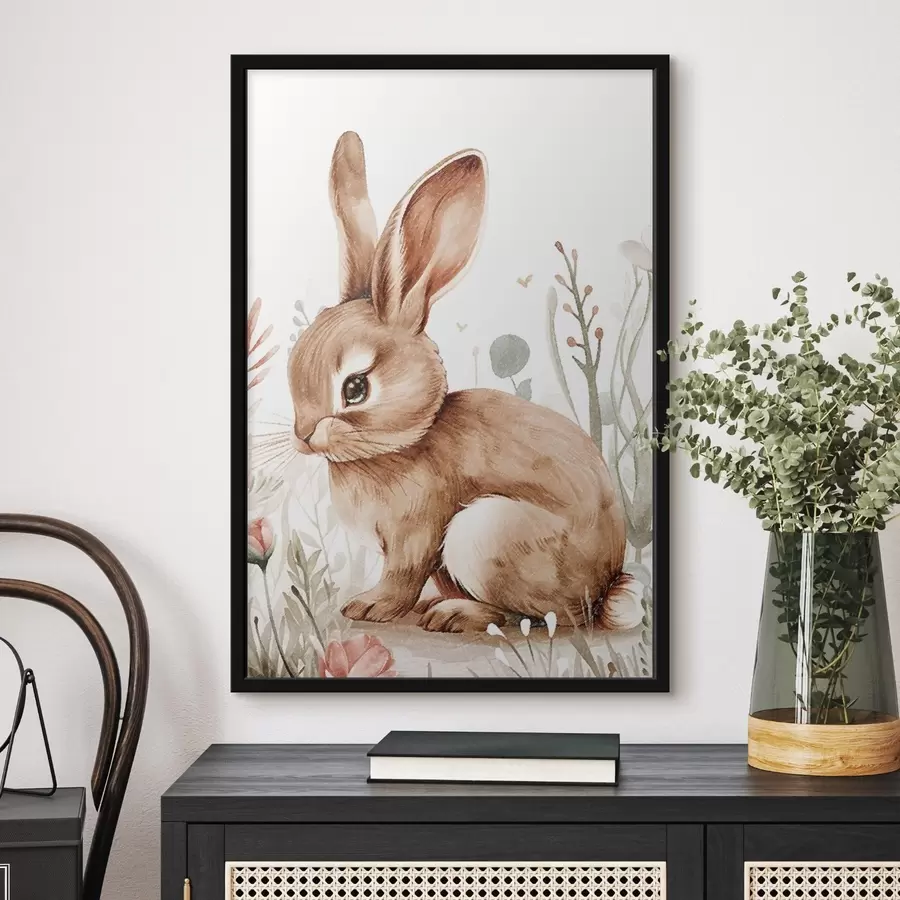 Картина Милий кролик у квітах, ефект олівця f47741