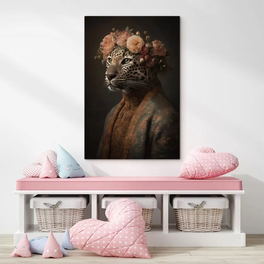 Картина Леопард з квітами s47737