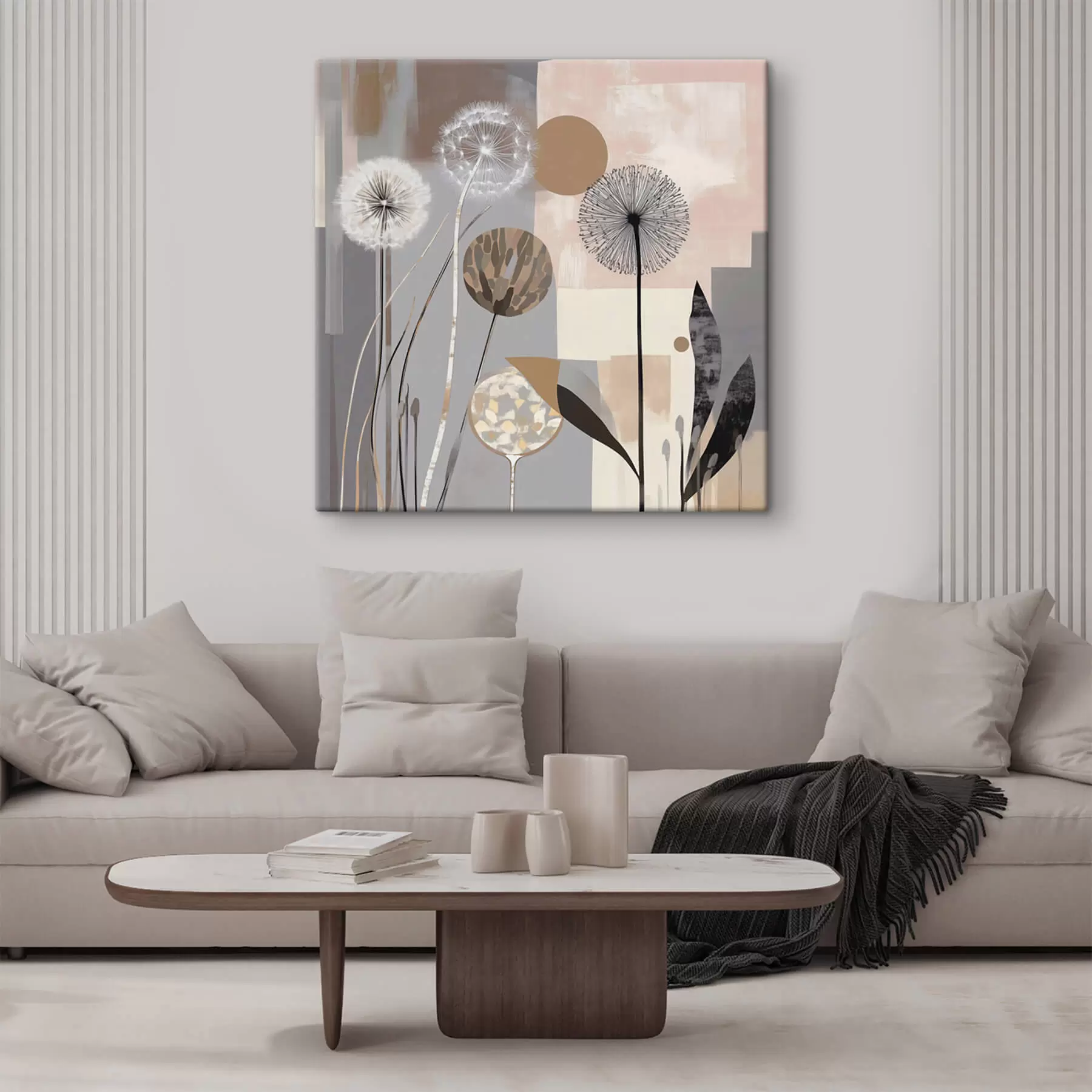 Картина Абстракція з кульбабами та рослинами s47776