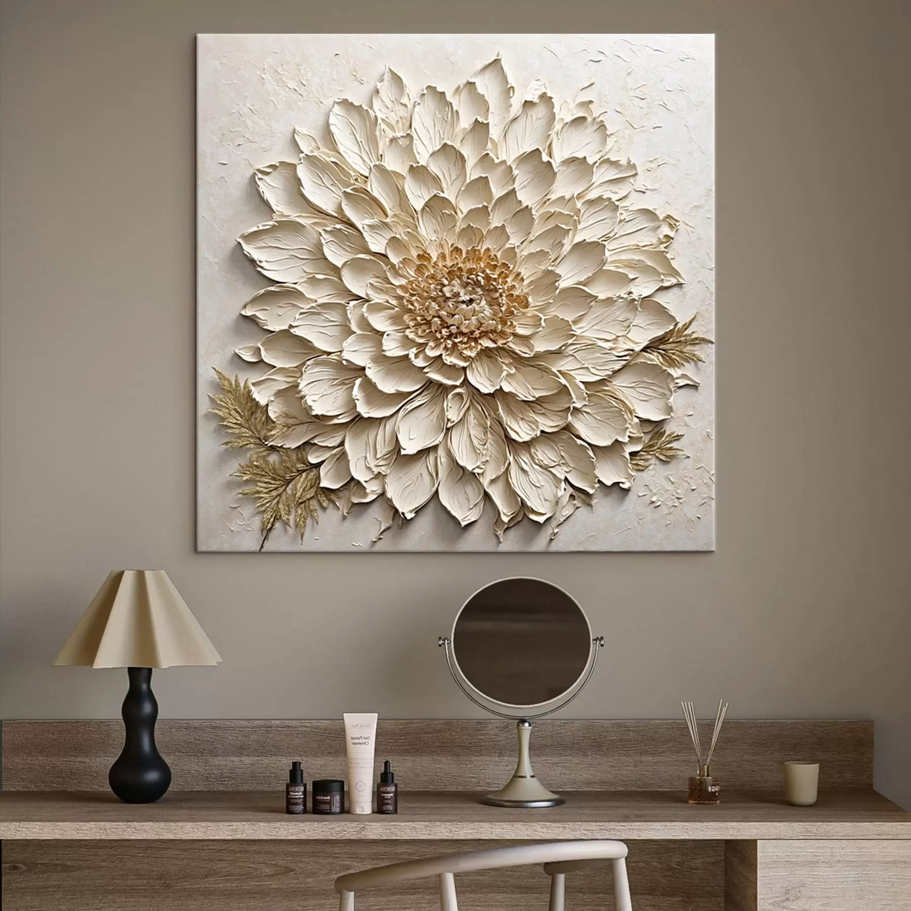 Картина Текстурована квітка в кремових тонах s47259