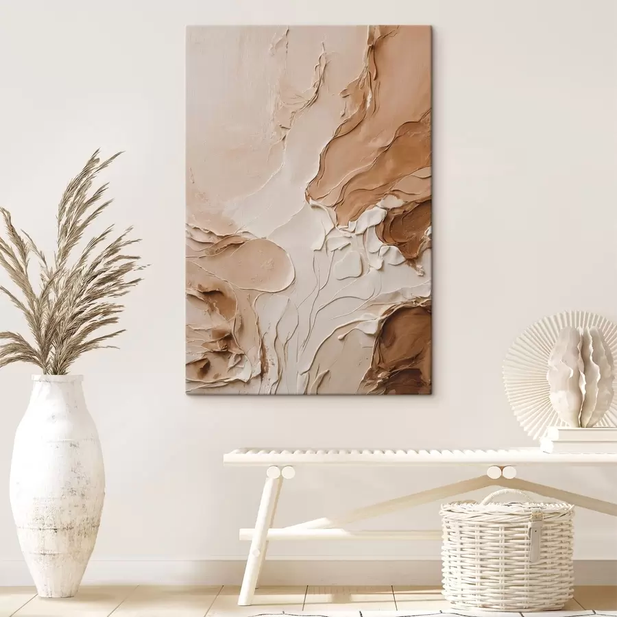 Картина Бежеві текстуровані штрихи з плавними лініями s47274