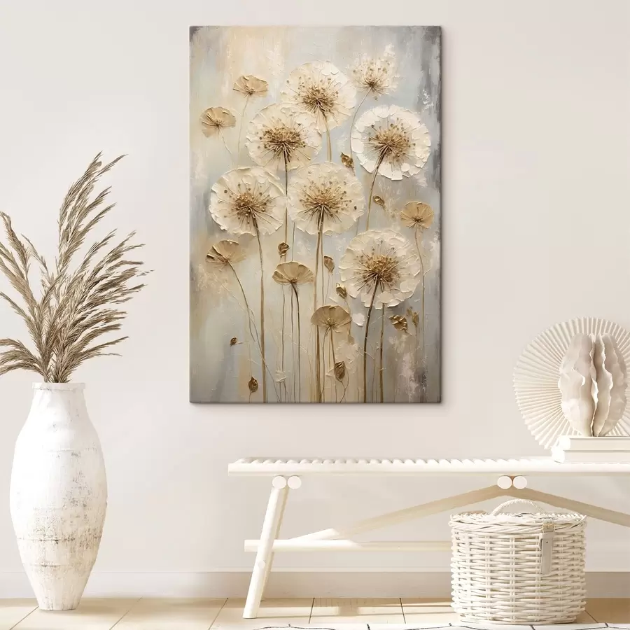 Картина Високі кремові квіти на світлому тлі s47282