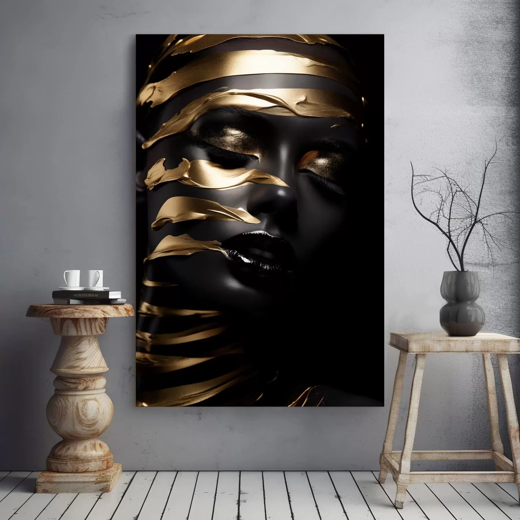Картина Обличчя з темним тоном і смугами s47321
