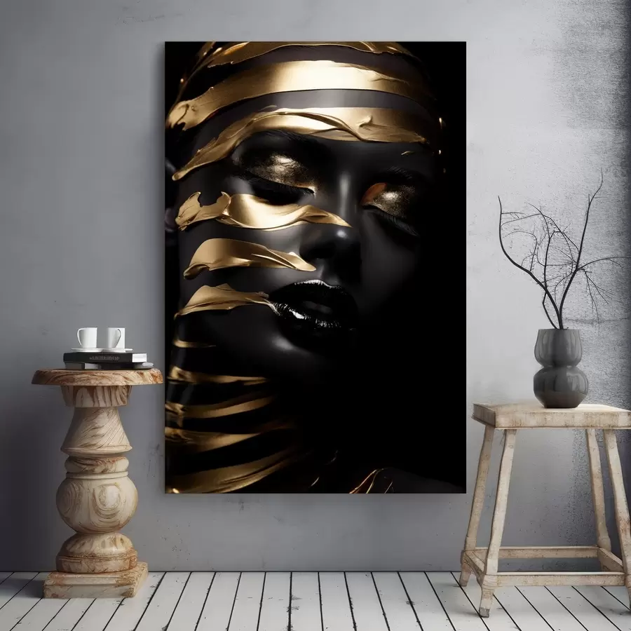 Картина Обличчя з темним тоном і смугами s47321