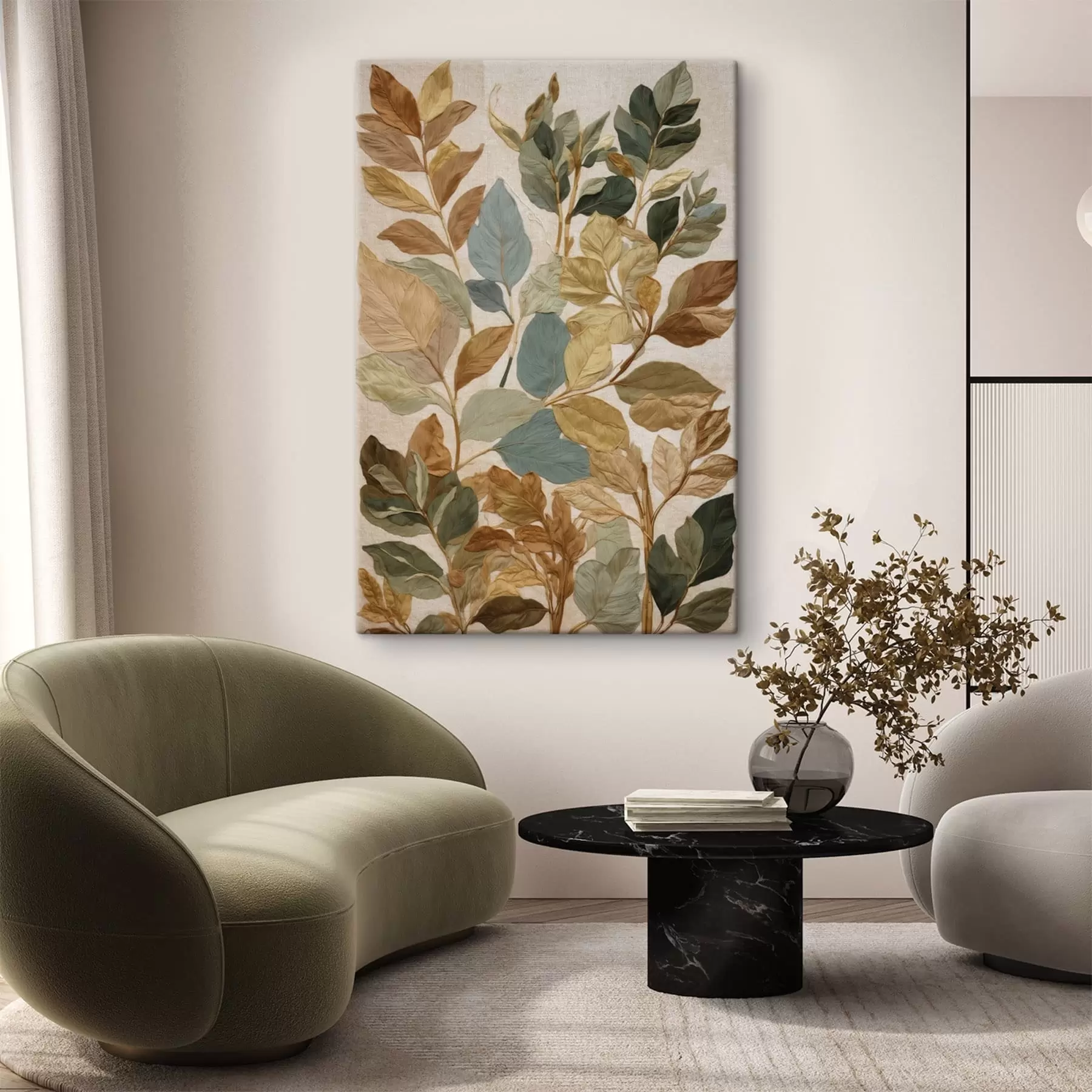 Картина Декоративні листя в теплій природній палітрі s47759