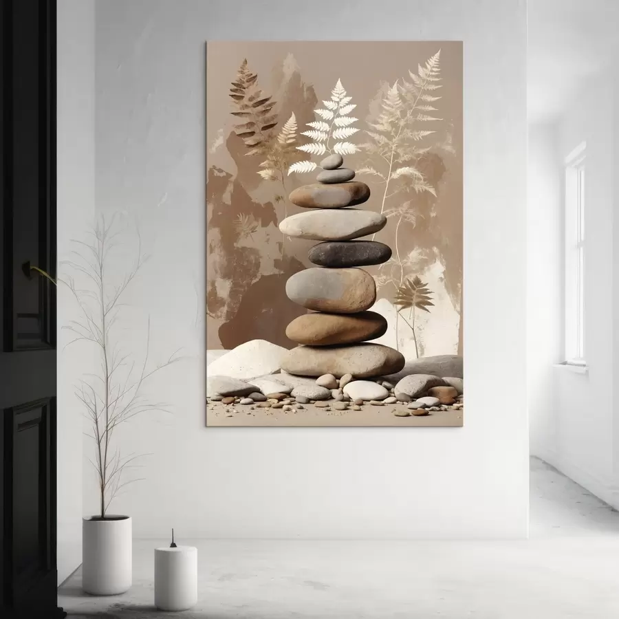 Картина Стіс гладких каменів на тлі рослинності s47764