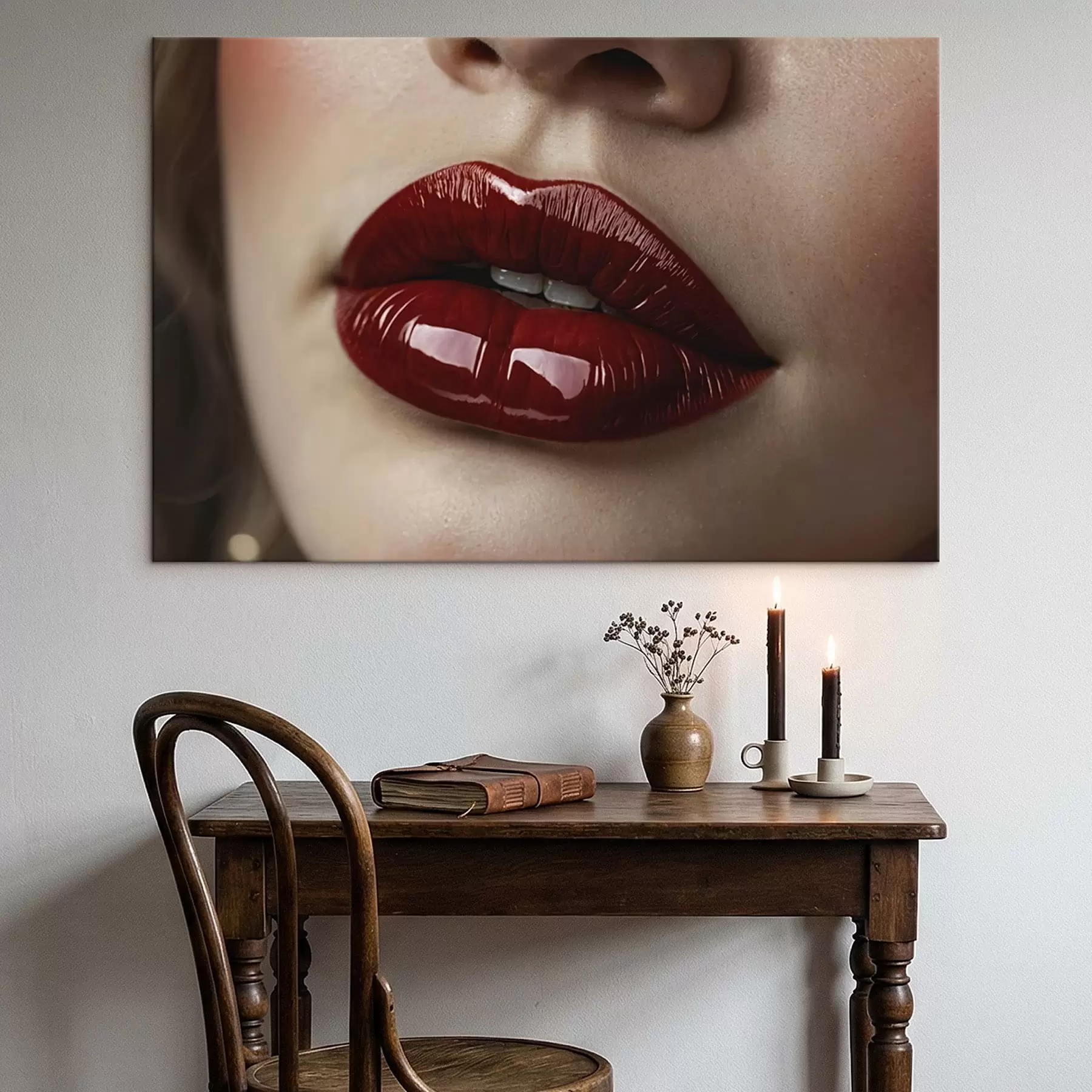 Картина Дуже близький план блискучих червоних губ s47772