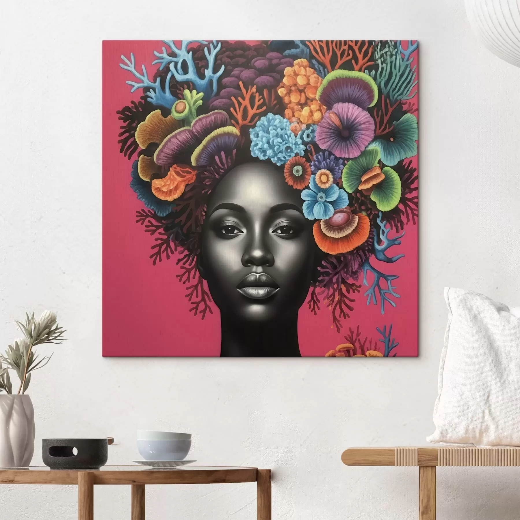 Картина Психоделічний портрет жінки з грибами s47786