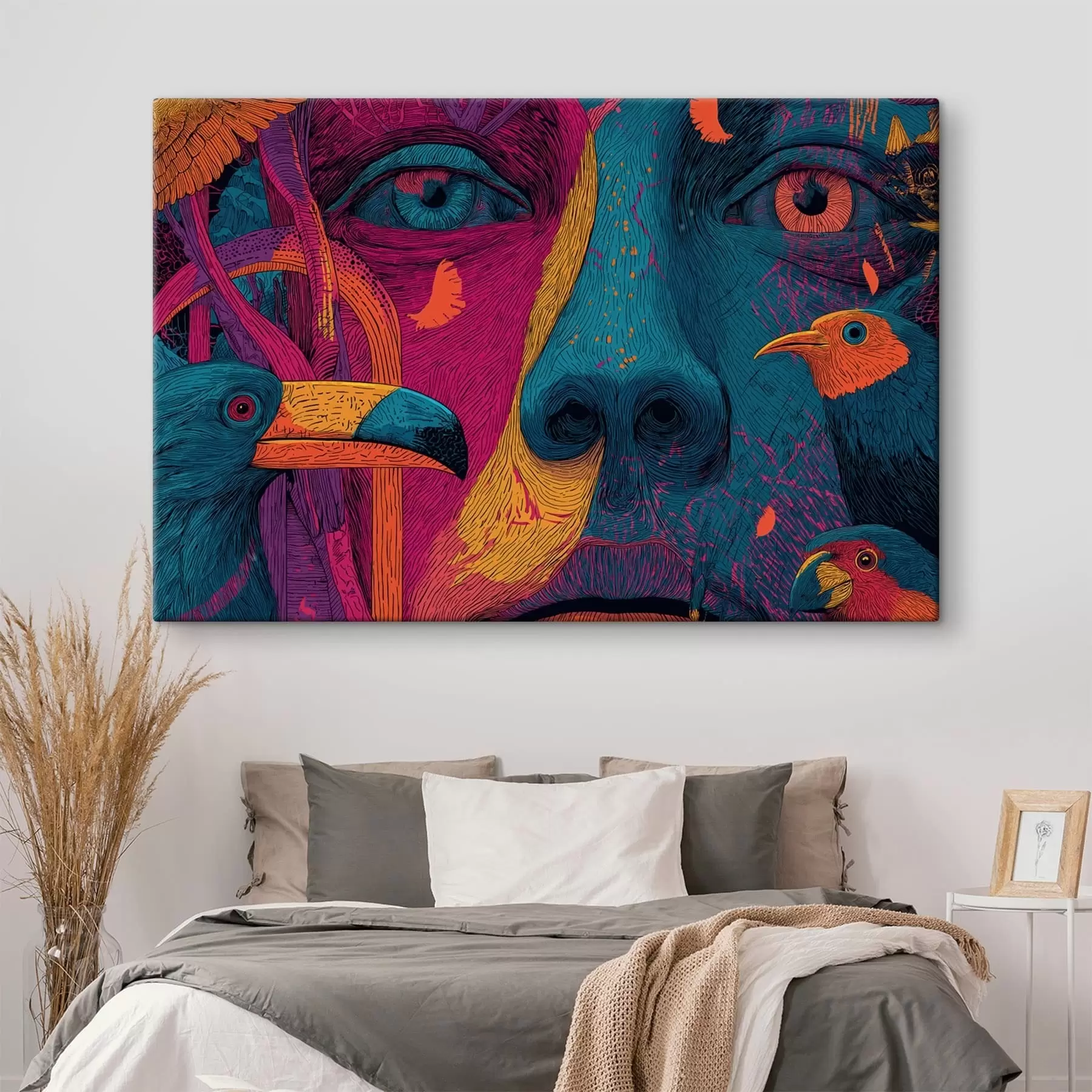 Картина Психоделічний портрет з птахами s47789