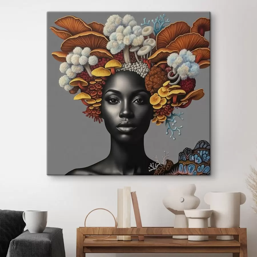 Картина Портрет жінки з грибами s47788