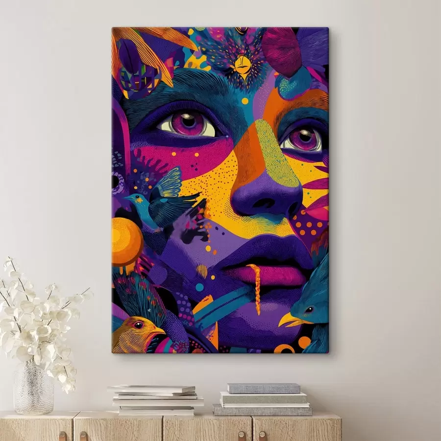Картина Психоделічний портрет з птахами s47790