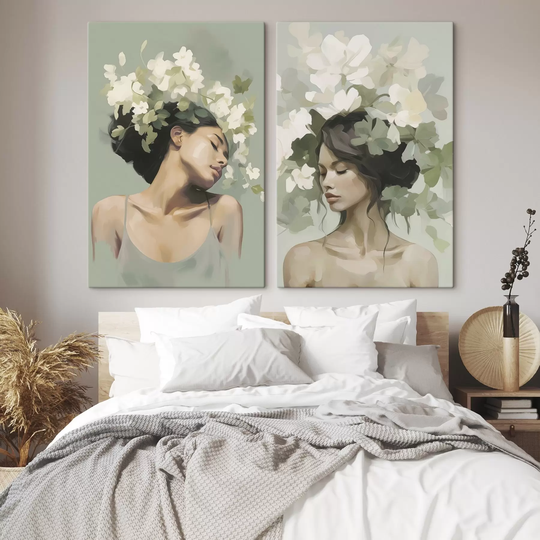 Картина Дівчина у квітковому вінку m30007