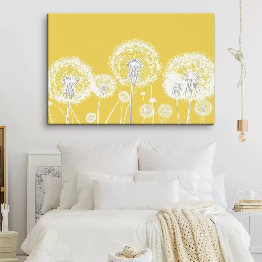 Картина Білі кульбаби на жовтому тлі s47890