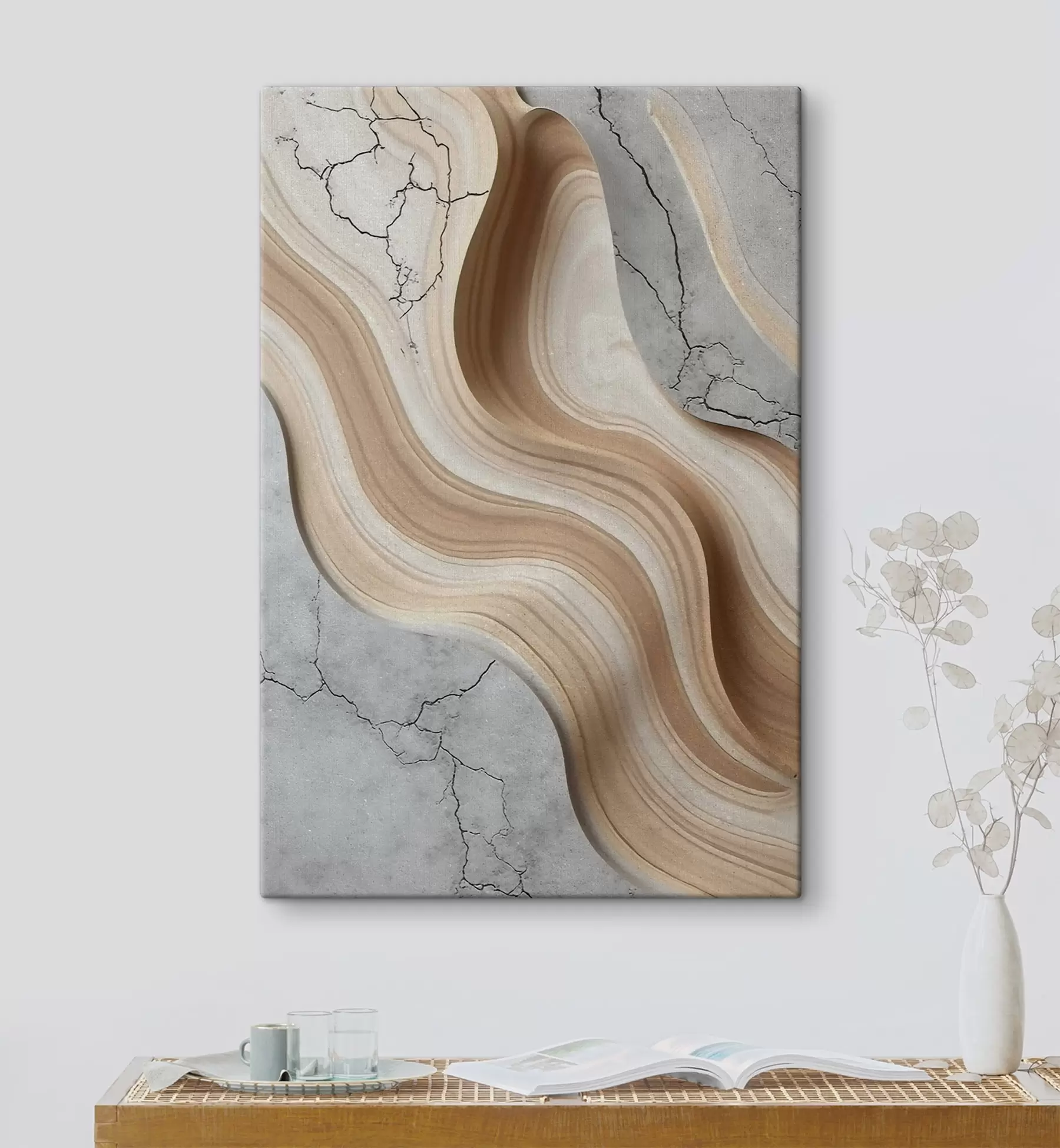 Картина Дерево та легкий бетон, імітація s48104